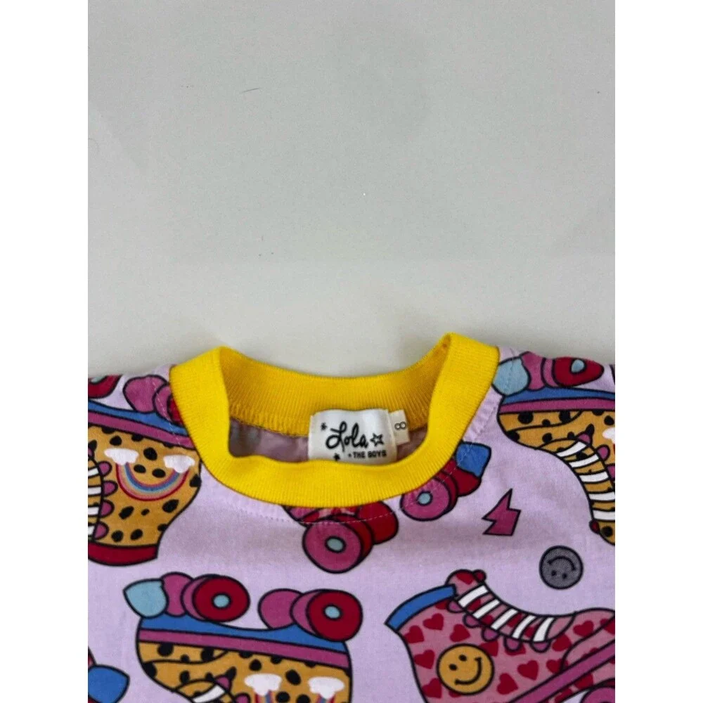 Lola + The Boys Roller Skate Print 2-Piece Tee Short Set Summer Cotton Outfit 8